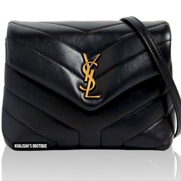 Authentic YSL Saint Laurent LOULOU TOY STRAP BAG MATELASSÉ "Y" LEATHER in Black! - Picture 12 of 17